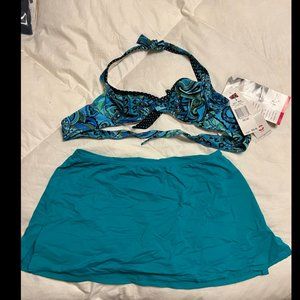 Coco Reef shirted bottom green bikini women’s swimsuit